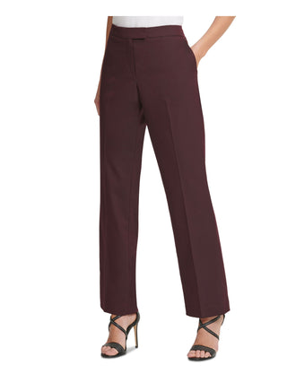 DKNY Women's Zippered Pocketed Straight Leg Pants Purple Size 14