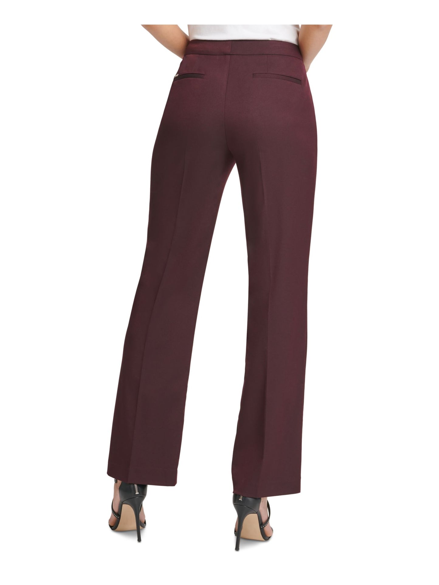 DKNY Women's Zippered Pocketed Straight Leg Pants Purple Size 14