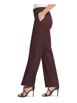 DKNY Women's Zippered Pocketed Straight Leg Pants Purple Size 14