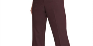 DKNY Women's Zippered Pocketed Straight Leg Pants Purple Size 14