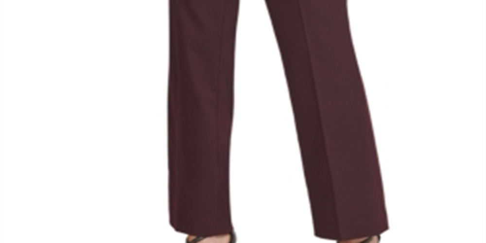 DKNY Women's Zippered Pocketed Straight Leg Pants Purple Size 14