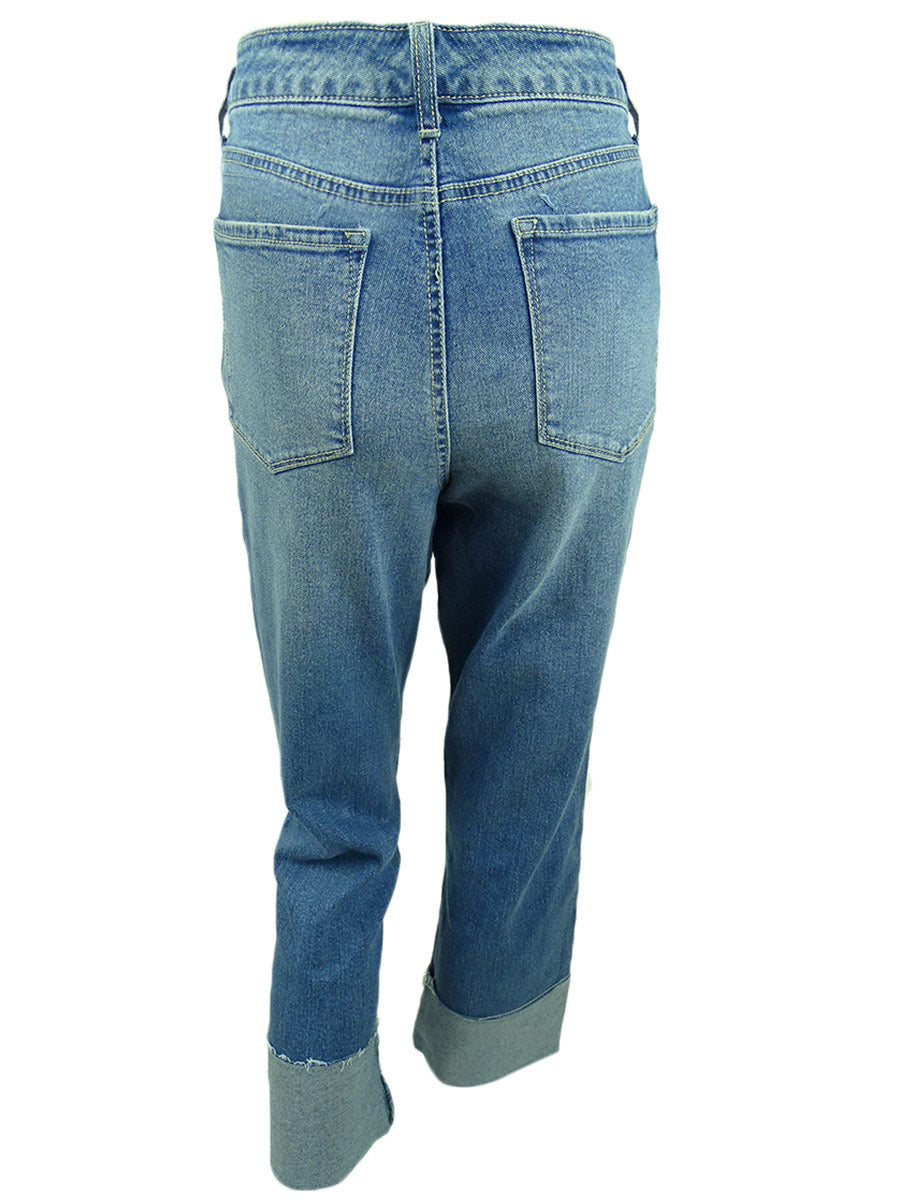 Style & Co Women's Ripped Crop Straight Jeans Blue Size 10