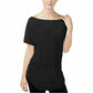 Rachel Roy Women's Ruched Boat Neck T-Shirt Black Size Medium
