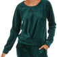 Ideology Women's Velour Pleated SweaT-Shirt Green Size XX-Large