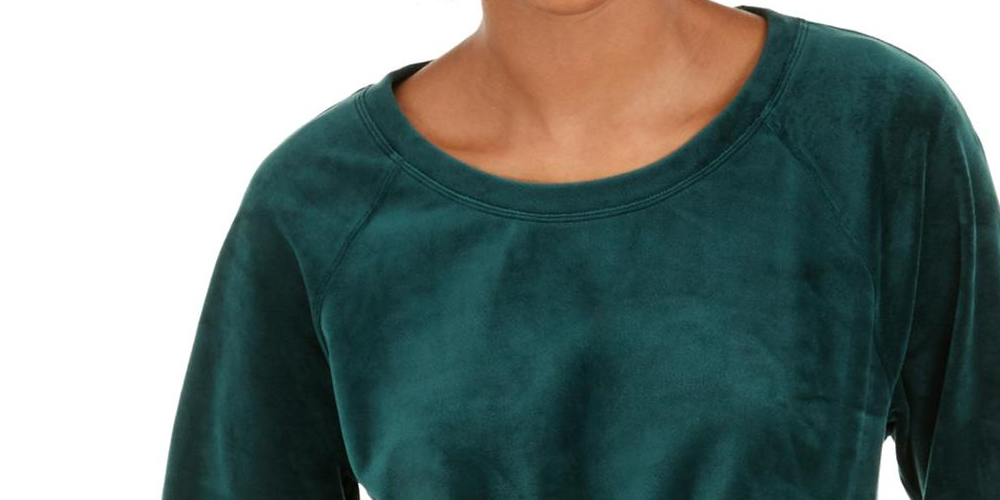 Ideology Women's Velour Pleated SweaT-Shirt Green Size XX-Large