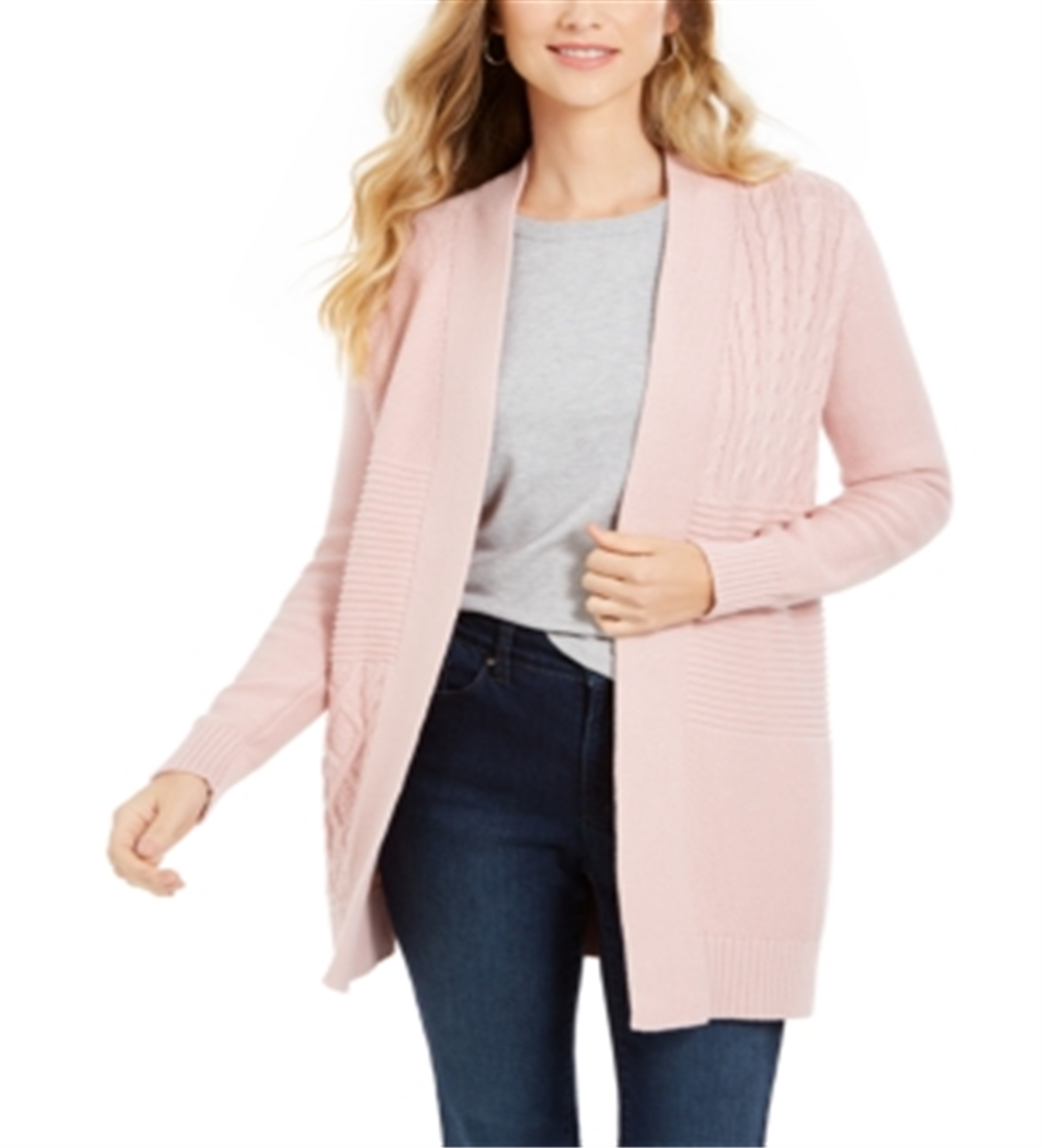 Charter Club Women's Patchwork Cardigan Pink Size Medium