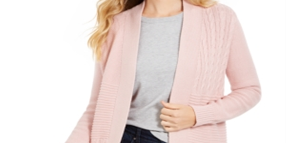 Charter Club Women's Patchwork Cardigan Pink Size Medium