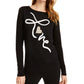 Maison Jules Women's Cotton Blend Striped Long Sleeve Crew Neck Sweater Black Size Medium