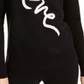 Maison Jules Women's Cotton Blend Striped Long Sleeve Crew Neck Sweater Black Size Medium