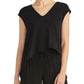 Rachel Roy Women's Bina Cropped V Neck Top Black Size XX-Large