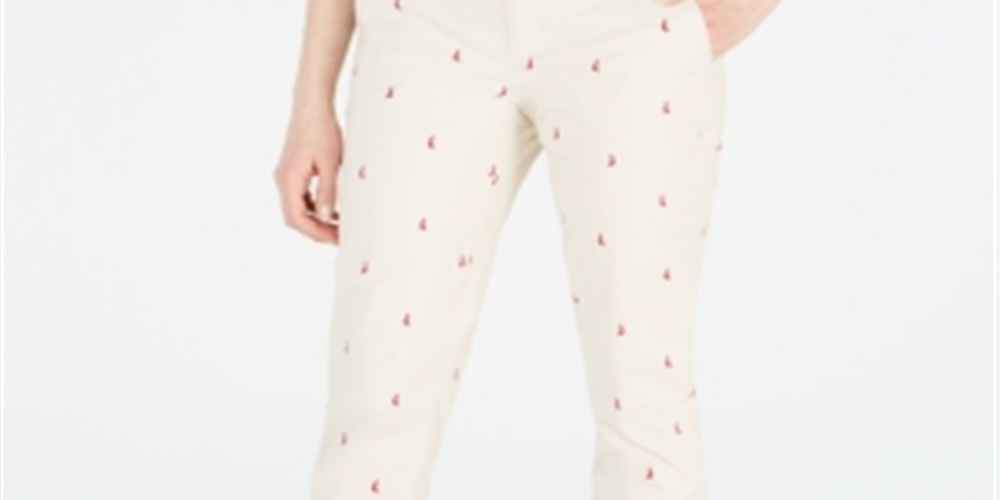 Tommy Hilfiger Women's Sailboat Hampton Chino Straight Leg Pants White Size 2