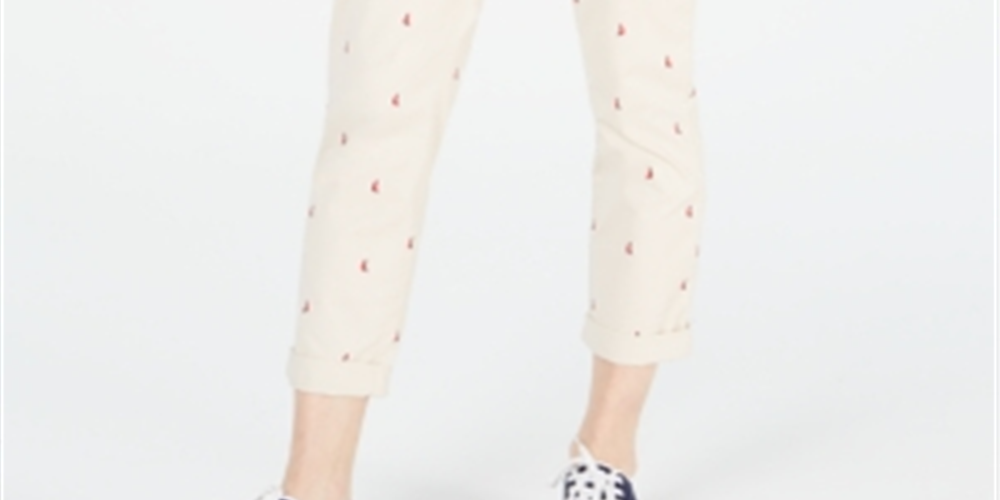 Tommy Hilfiger Women's Sailboat Hampton Chino Straight Leg Pants White Size 2