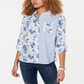 Tommy Hilfiger Women's Double Print Cotton Shirt Blue Size X-Large