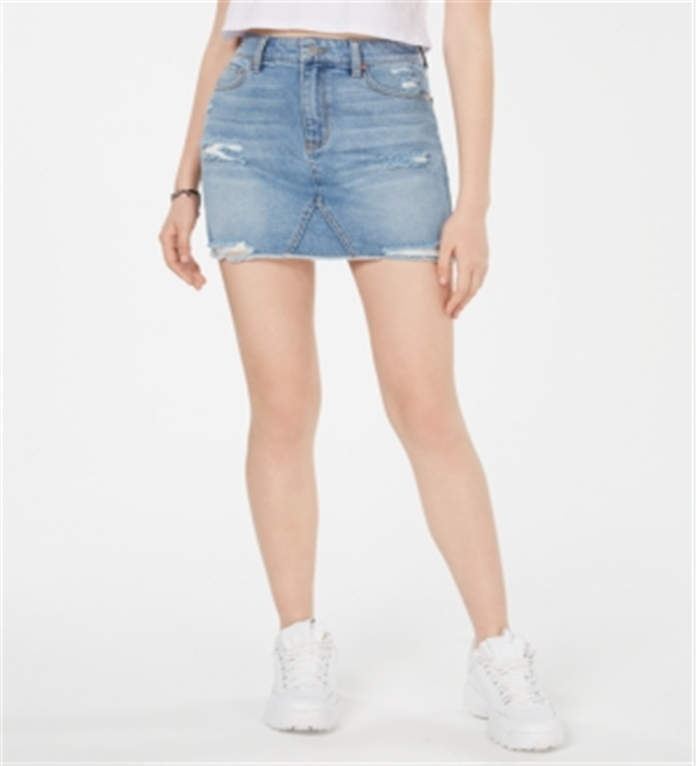 Tinseltown Junior's Ripped Denim Mini Skirt Blue Size 15
