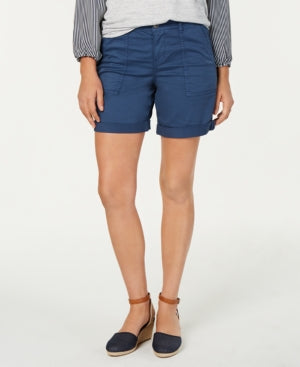 Style & Co Women's Double Pocket Cuffed Shorts Blue Size 12