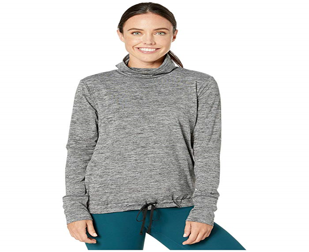 Nike Women's Yoga Funnel Neck Dri Fit Top Grey Size X-Small