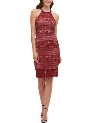 Guess Women's Illusion Floral Cocktail Dress Red Size 4