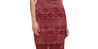 Guess Women's Illusion Floral Cocktail Dress Red Size 4