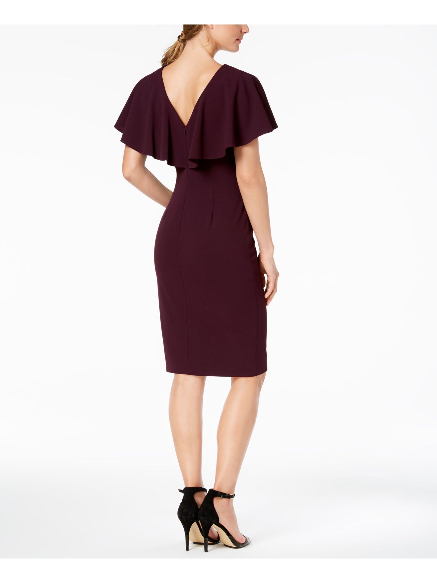 Calvin Klein Women's Short Sleeve Jewel Neck Above the Knee Sheath Evening Dress Purple Size 4
