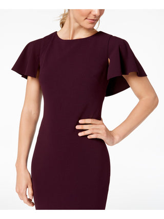 Calvin Klein Women's Short Sleeve Jewel Neck Above the Knee Sheath Evening Dress Purple Size 4