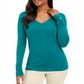 JM Collection Women's Embellished Sleeve V Neck Sweater Green Size Medium