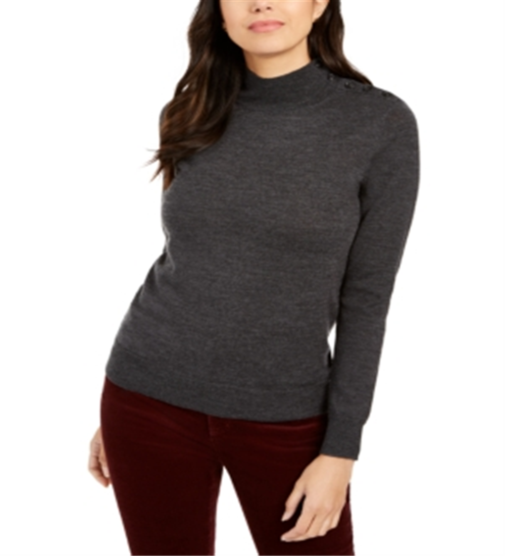 Charter Club Women's Merino Wool Turtleneck Sweater Gray Size S