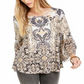 Style & Co Women's Printed Flutter Sleeve Top Blue Size XX-Large