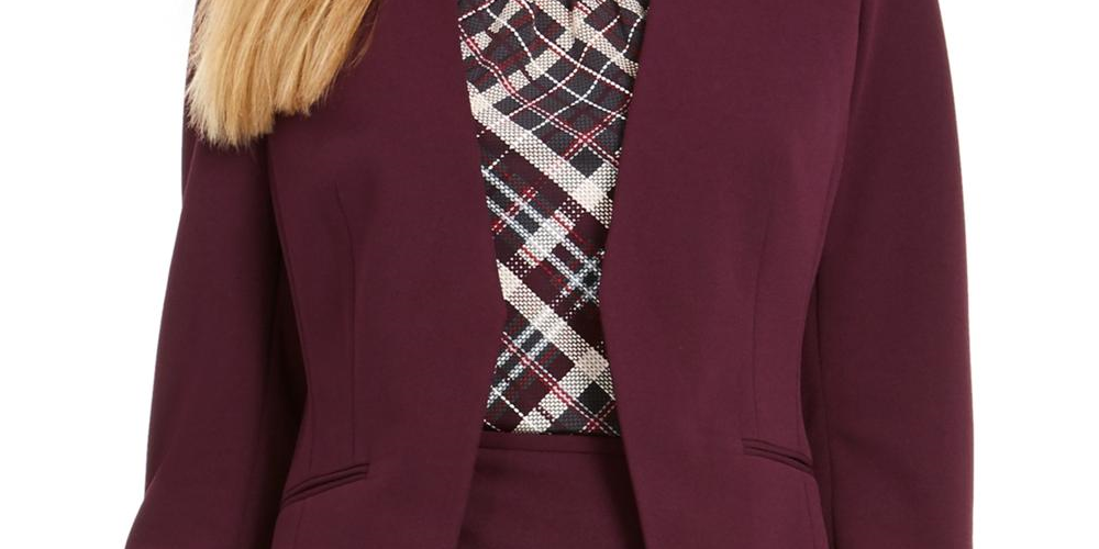 Calvin Klein Women's Collarless Open Front Jacket Purple Size 6