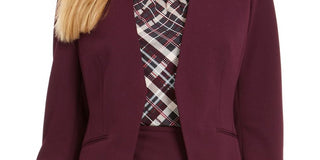 Calvin Klein Women's Collarless Open Front Jacket Purple Size 6