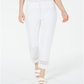 Alfani Women's Cropped Lace Inset Pants White Size 8 Petite