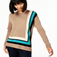 Charter Club Women's Border Trim Cashmere Sweater Brown Size X-Large