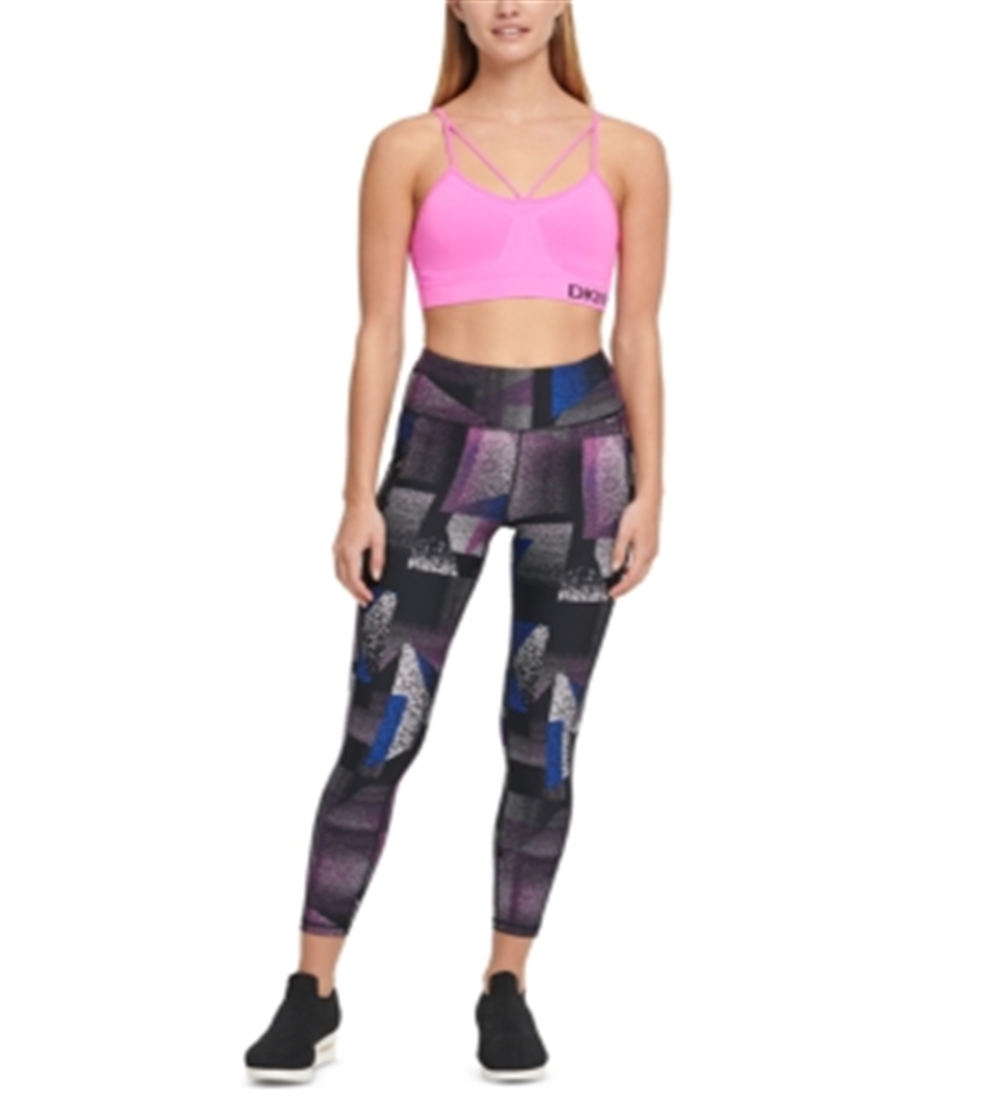 DKNY Women's Sport Seamless Strappy Low Impact Sports Bra Pink Size X-Large