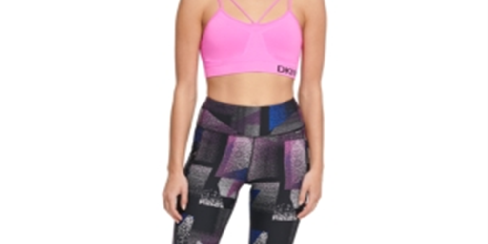 DKNY Women's Sport Seamless Strappy Low Impact Sports Bra Pink Size X-Large