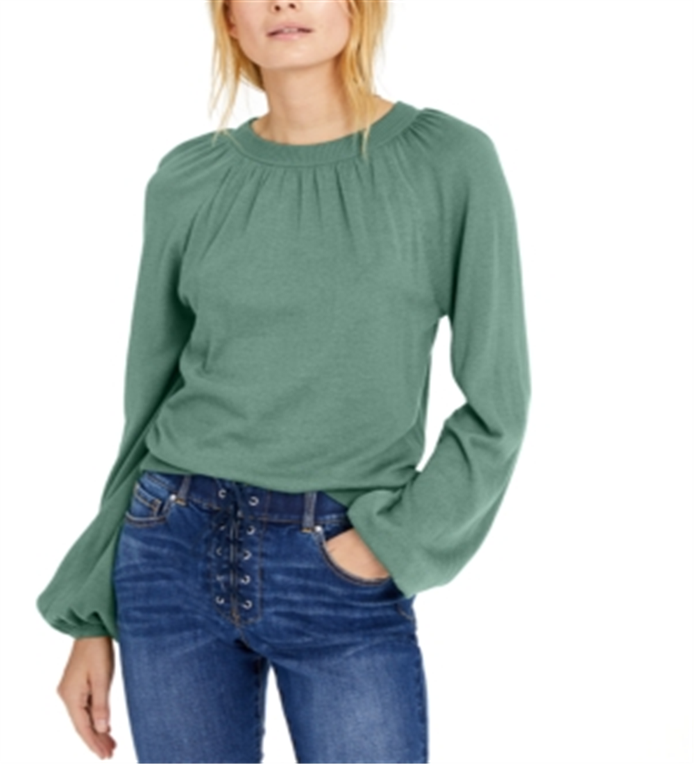 INC International Concepts Women's Balloon Sleeve Sweater Green Size X-Small