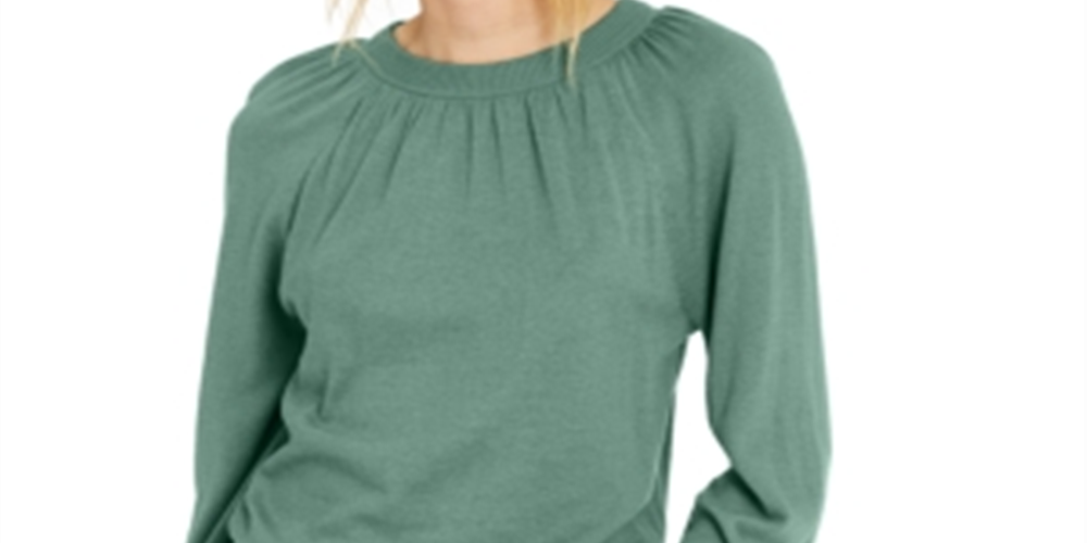 INC International Concepts Women's Balloon Sleeve Sweater Green Size X-Small