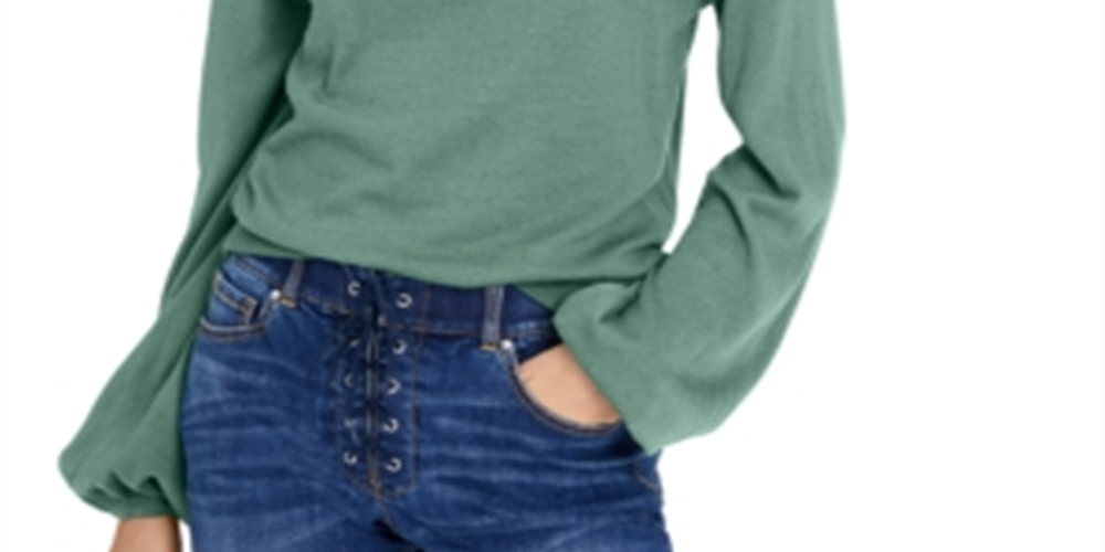 INC International Concepts Women's Balloon Sleeve Sweater Green Size X-Small