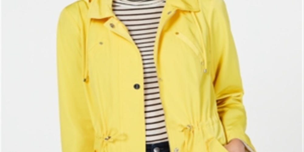 Charter Club Women's Anorak Rain Jacket Yellow Size Petite Small