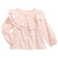 First Impressions Infant Girl's Cotton Ruffle trim Windowpane Top Pink Size 3-6MOS
