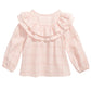 First Impressions Infant Girl's Cotton Ruffle trim Windowpane Top Pink Size 3-6MOS