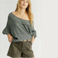 Free People Women's Long Sleeve Sweater Green Size Medium