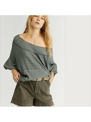 Free People Women's Long Sleeve Sweater Green Size Medium