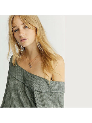 Free People Women's Long Sleeve Sweater Green Size Medium