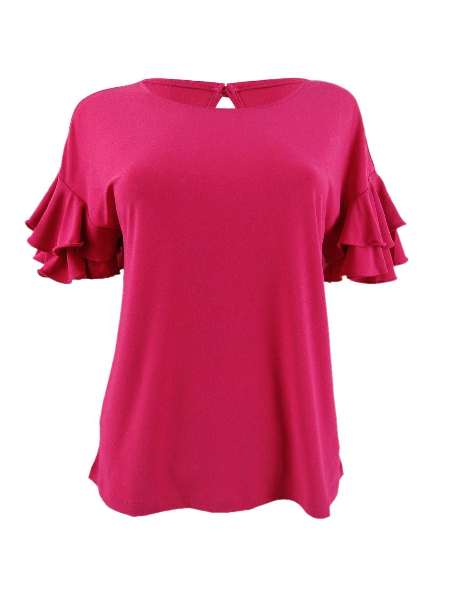 INC International Concepts Women's Ruffled Sleeve Top Pink Size Petite Small