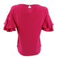INC International Concepts Women's Ruffled Sleeve Top Pink Size Petite Small