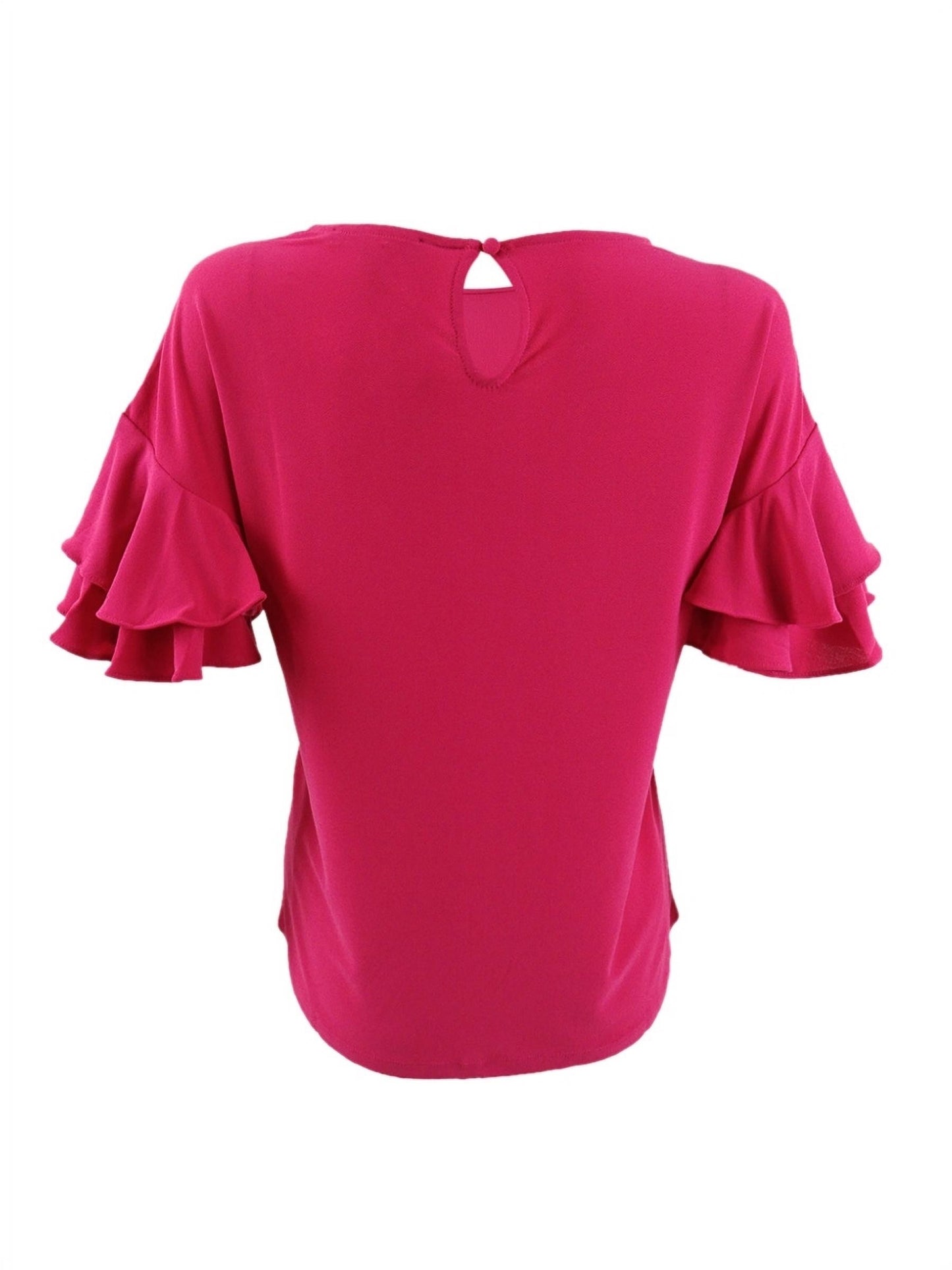 INC International Concepts Women's Ruffled Sleeve Top Pink Size Petite Small