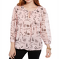 Tommy Hilfiger Women's Long Sleeve Bayview Dot Pintuck Top Pink Size Medium