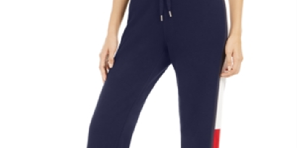 Tommy Hilfiger Women's Sport Vented Colorblocked Track Pants Blue Size X-Large