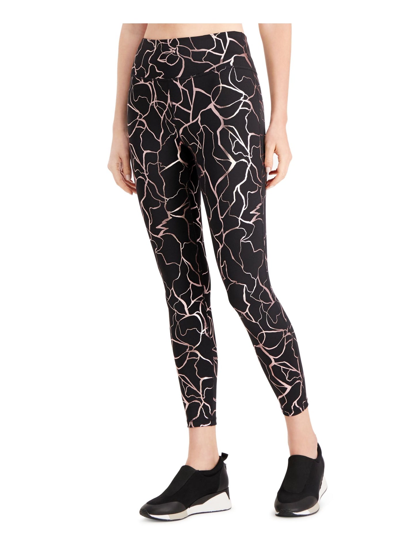 ID Ideology Women's Printed Leggings Black Size Large