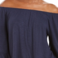 Style & Co Women's Off the Shoulder Bell Sleeve Top Blue Size Small