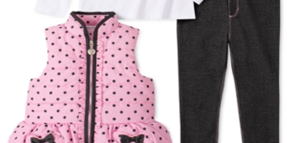 Kids Headquarters Toddler Girl's 3 Pc Ruffled Vest Graphic Top & Leggings Set White Size 4T